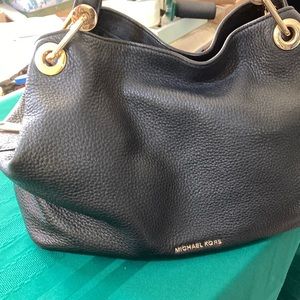 Michael Kors Black Pebble Leather Footed Sachel